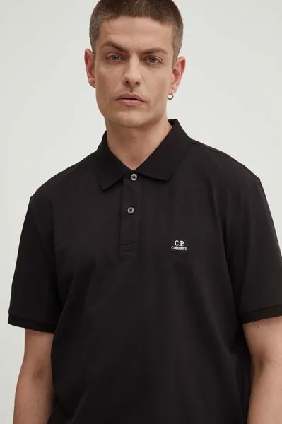 Рубашка поло Stretch Piquet Regular C.P. Company, черный