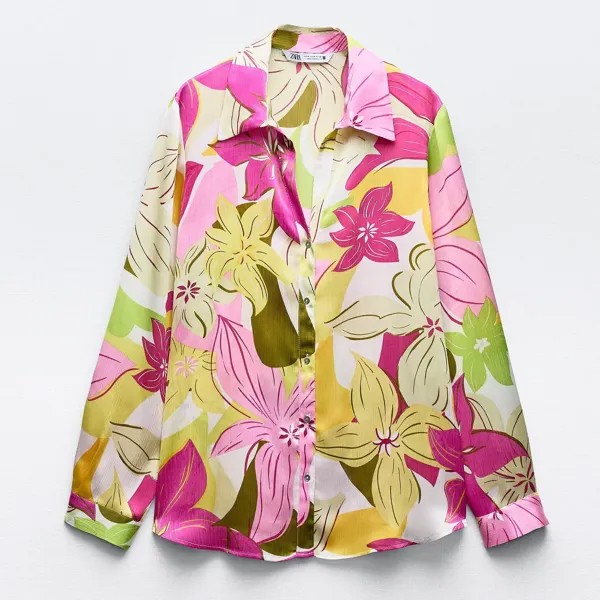 Рубашка Zara Floral Print, мультиколор