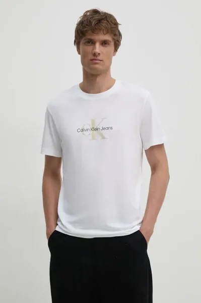 Хлопковая футболка Calvin Klein Jeans, белый