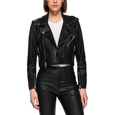 Черная укороченная мотоциклетная куртка из искусственной кожи Dauntless Womens Coat M BHFO 1642