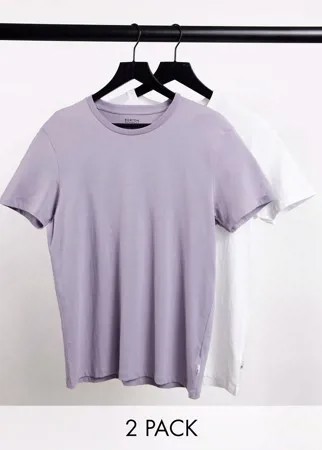 Набор из 2 футболок белого и сиреневого цвета Burton Menswear-Многоцветный