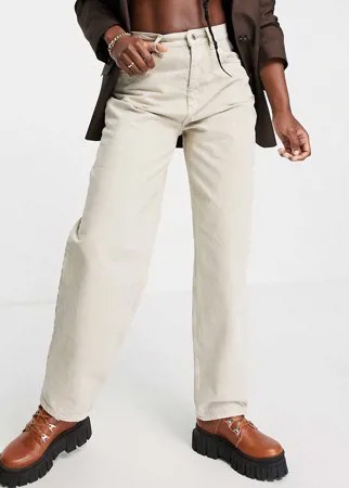 Светло-бежевые винтажные джинсы свободного кроя из смесового органического хлопка с завышенной талией ASOS DESIGN-Зеленый цвет