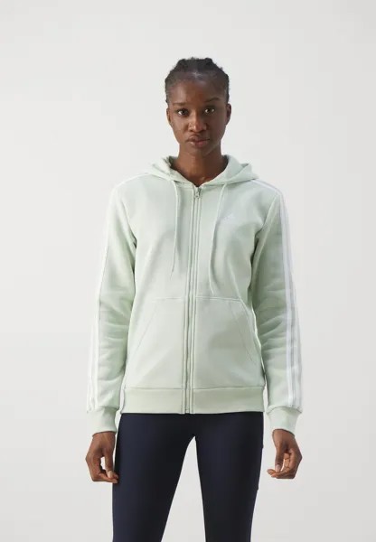 Толстовка ESSENTIALS 3 STRIPES FULL ZIP HOODIE adidas, зеленый