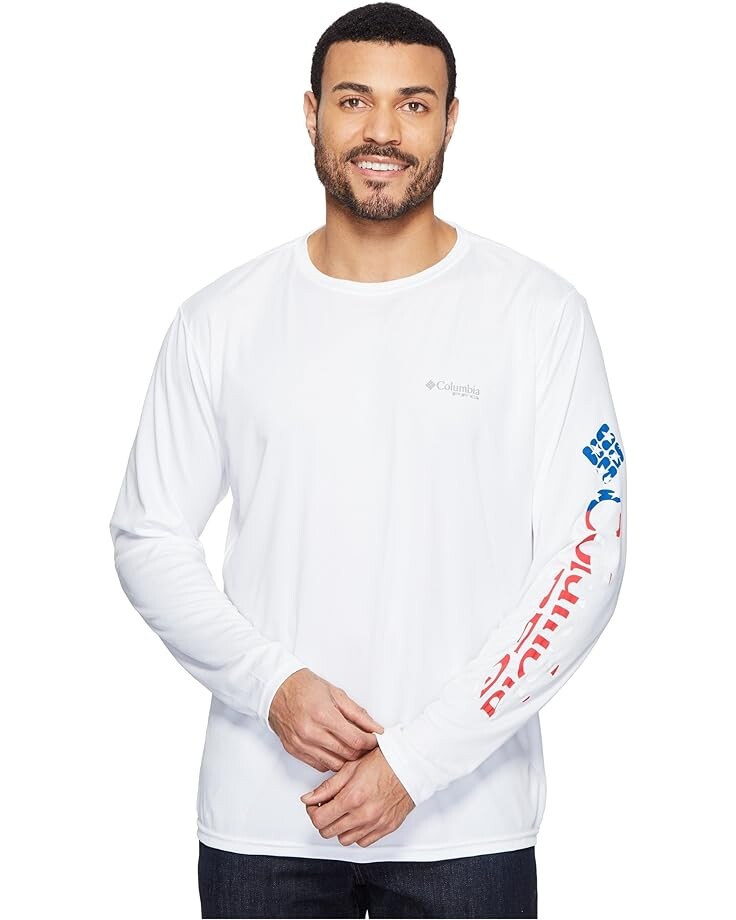 Рубашка Columbia Terminal Tackle PFG Long Sleeve, цвет White/Stars and Stripes