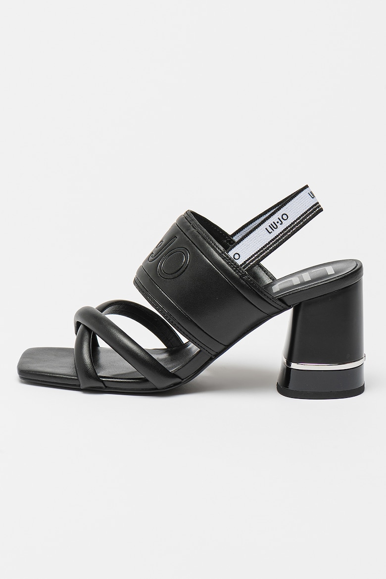 Красивые босоножки из экокожи на массивном каблуке Liu Jo, черный