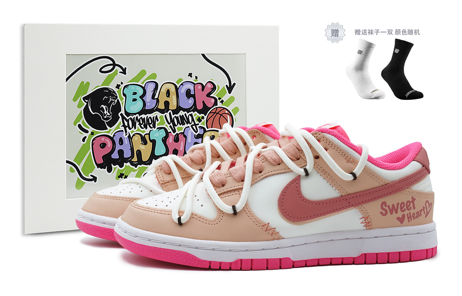 Кроссовки Nike Dunk Skateboarding Shoes Women's Low-top Pink/white, розовый