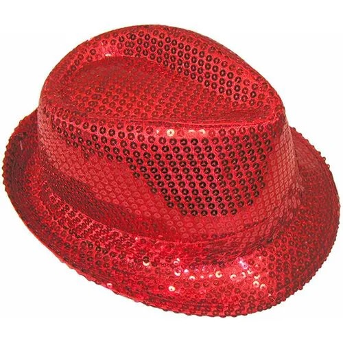 Шляпа карнавальная с пайетками, Красная