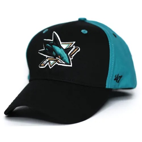 Бейсболка с логотипом хоккейного клуба SAN JOSE SHARKS ( сан-хосе шаркс ) НХЛ NHL черно-бирюзовый