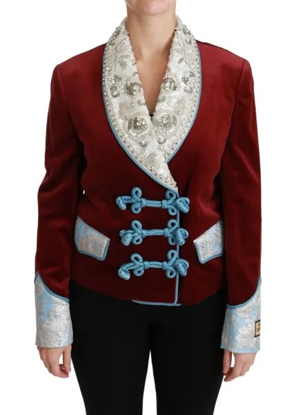 DOLCE - GABBANA Куртка Блейзер Красный бархат Барокко с кристаллами IT42 /US8 / M Рекомендуемая розничная цена 7000 долларов США