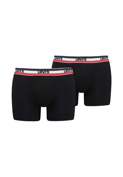 Мужские боксеры, 2 шт. - Sportswear Boxer Brief Organic, пояс с логотипом Levi's, черный