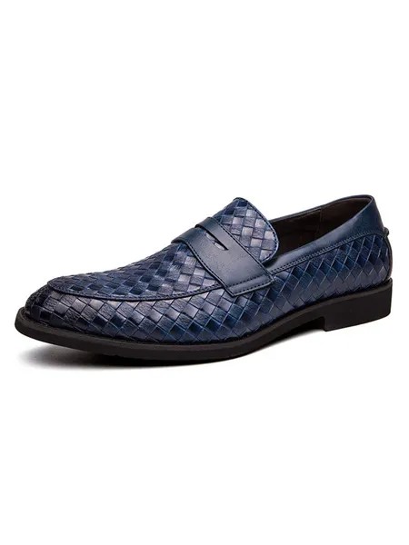 Milanoo Mens Loafer Shoes Slip-On Woven Monk Strap Dress Shoes