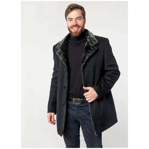 Пальто мужское 33, каляев, размер 52, черный
