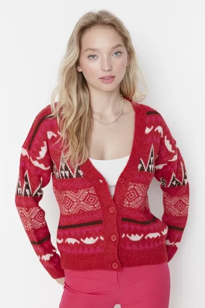 Кардиган Trendyol с узором, красный