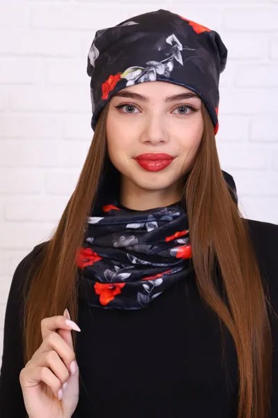 Комплект женский шапка и шарф-снуд iv84475 56-58
