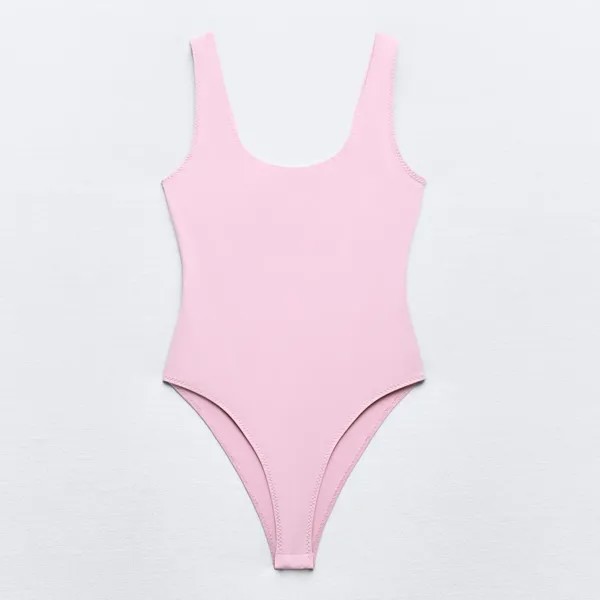 Боди Zara Fitted Polyamide, светло-розовый
