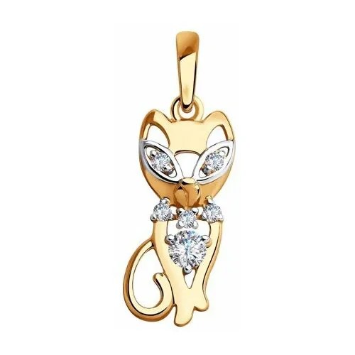 Подвеска GOLD CENTER, красное золото, 585 проба, фианит