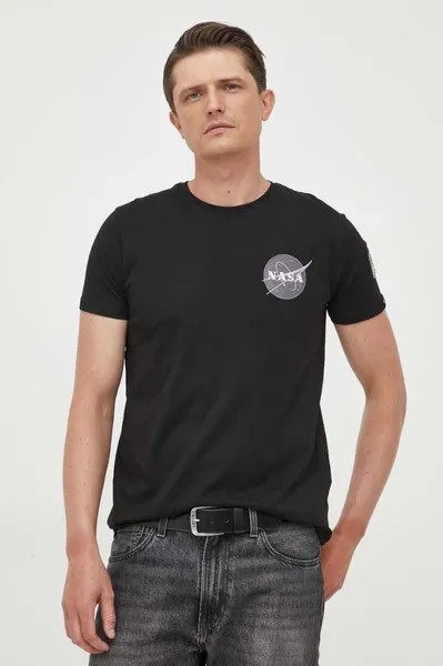 Хлопковая футболка Space Shuttle T Alpha Industries, черный