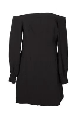 Jill Jill Stuart Черное платье-трапеция с длинными рукавами и открытыми плечами 6