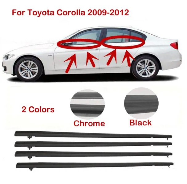 Уплотнительный ремень для дверей Toyota Corolla 2009, 2010, 2011, 2012, внешний уплотнительный ремень, Формовочная планка, защитная лента для погоды, пластик