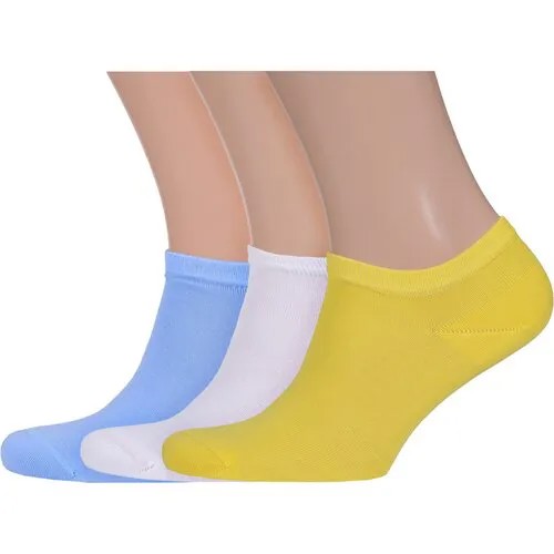 Носки LorenzLine, 3 пары, размер 25, белый, голубой, желтый