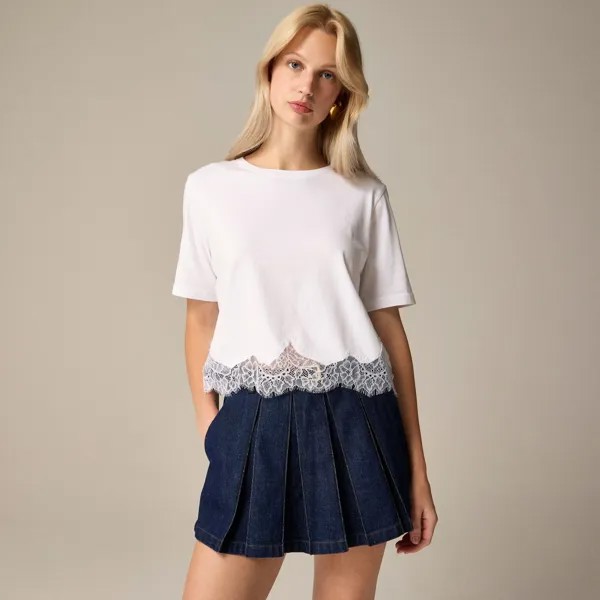 Футболка с кружевной отделкой J.Crew, белый