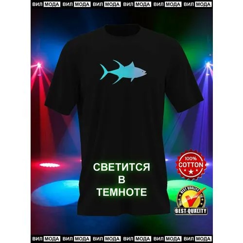 Футболка VilModa Тунец черная с переливающимся принтом 5XL