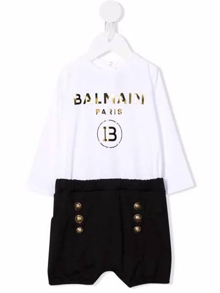 Balmain Kids ромпер с длинными рукавами и логотипом