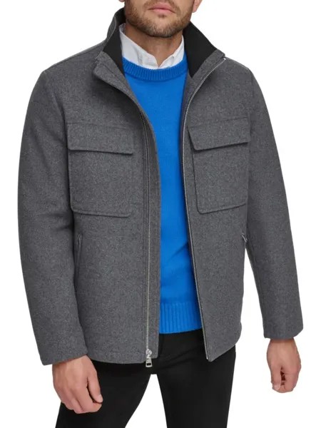 Однотонная шерстяная куртка Calvin Klein, цвет Charcoal