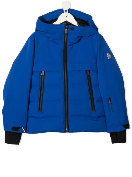 Moncler Enfant куртка с капюшоном и тисненым логотипом
