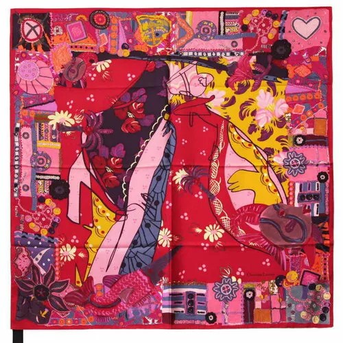 Платок Christian Lacroix, натуральный шелк, 90х90 см, красный, бордовый
