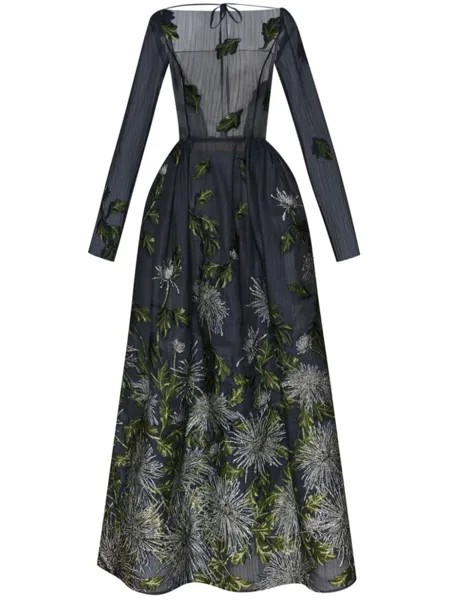 Oscar de la Renta платье Chrysanthemum, серебристый