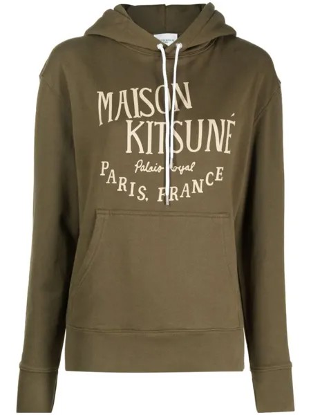 Maison Kitsuné худи из джерси с логотипом, зеленый