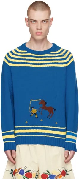 Синий свитер Bode с лассо и пони
