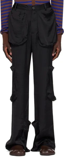 Черные брюки-карго с накладными карманами Edward Cuming