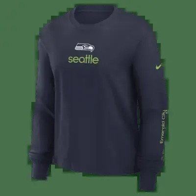 Лонгслив Nike Seattle Seahawks Boxy, темно-синий