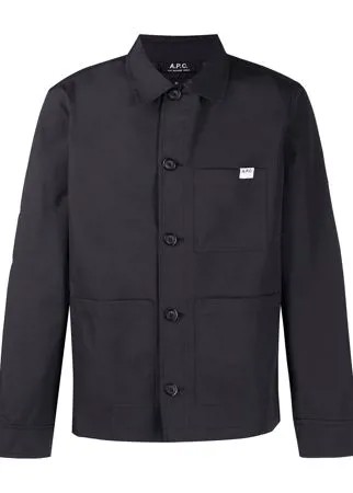 A.P.C. куртка-рубашка на пуговицах с нашивкой-логотипом