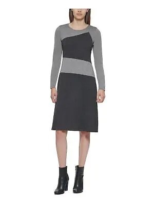 CALVIN KLEIN Женское серое вязаное вечернее платье-свитер до колена с длинными рукавами XL