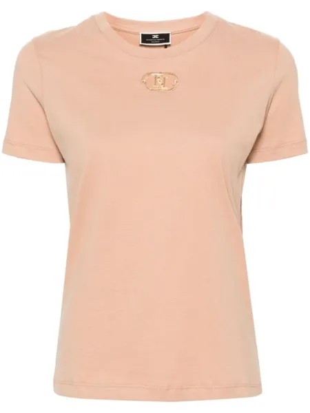 Elisabetta Franchi футболка с логотипом, нейтральный цвет