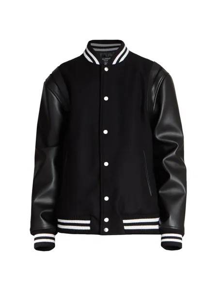 Куртка-бомбер Teddy из шерсти и кожи Balmain, нуарный