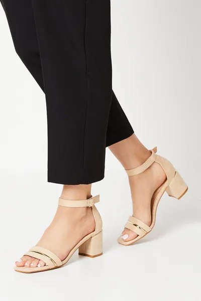 Босоножки на среднем каблуке из двух частей с деталями Sicily Hardware Dorothy Perkins, бежевый