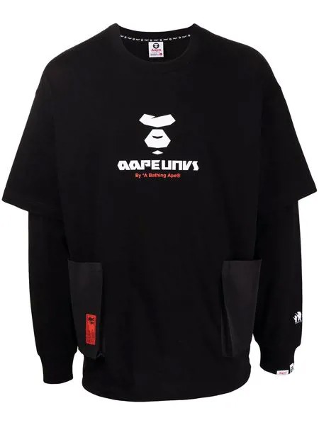 AAPE BY *A BATHING APE® многослойная футболка с логотипом