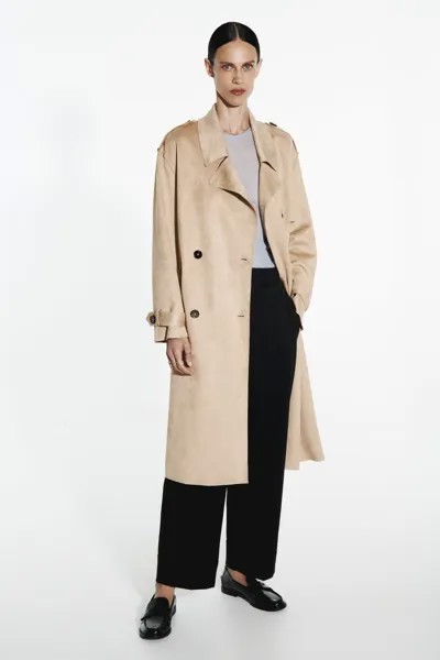 Тренч из искусственной замши ZARA, кэмел
