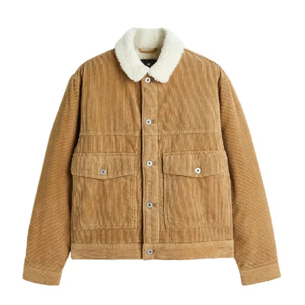 Куртка H&M Pile-lined Corduroy, светло-коричневый