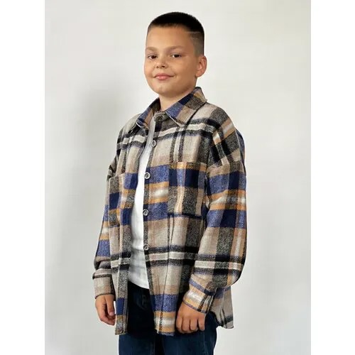 Рубашка Бушон, размер 128-134, серый, мультиколор