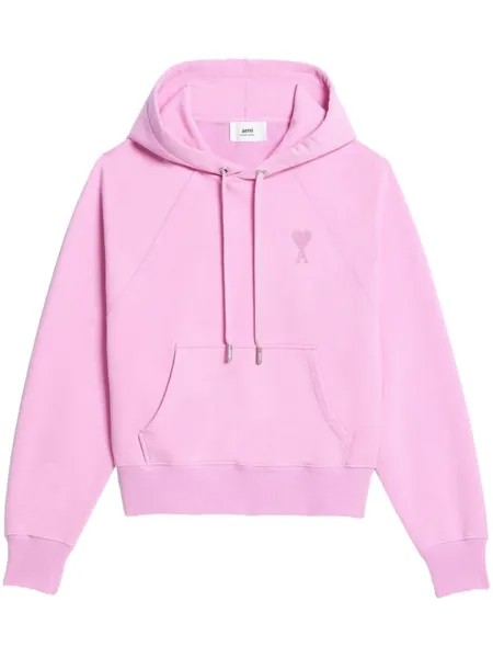 AMI Paris худи с монограммой Ami de Coeur, розовый