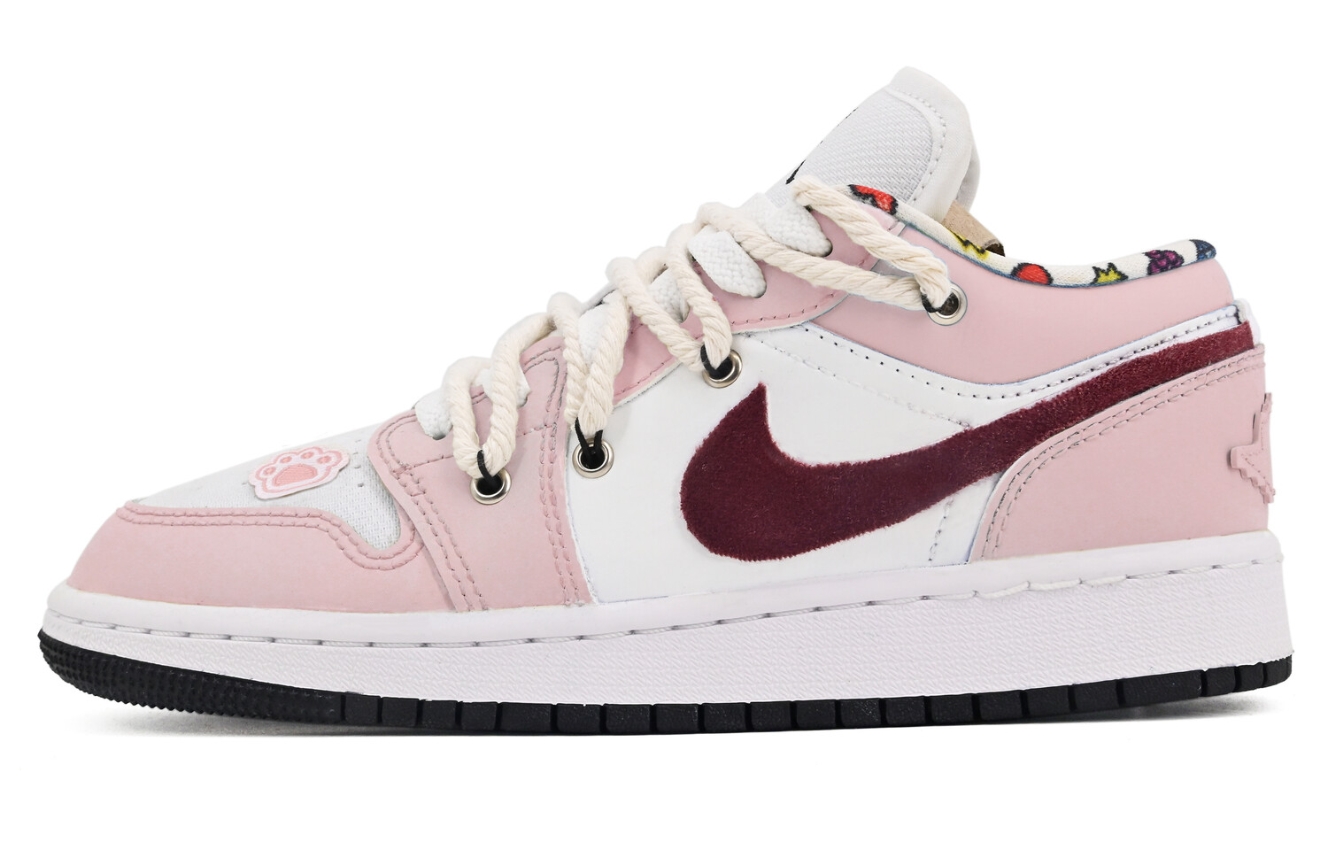 Кроссовки Air Jordan 1 Vintage Basketball Shoes Women's Low-top Pink, белый/красный