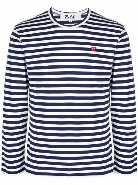Comme Des Garçons Play полосатая футболка с вышивкой