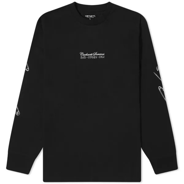 Футболка Carhartt Wip Long Sleeve Safety Pin, цвет Black & White