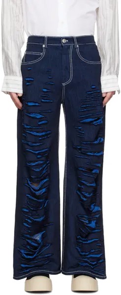 Синие джинсы с вырезами Marni
