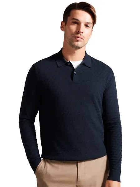 Мужская трикотажная рубашка-поло с длинными рукавами morar Ted Baker, синий